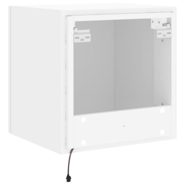 vidaXL Έπιπλα Τοίχου Τηλεόρασης με LED 2 τεμ. Λευκά 40,5x35x40cm