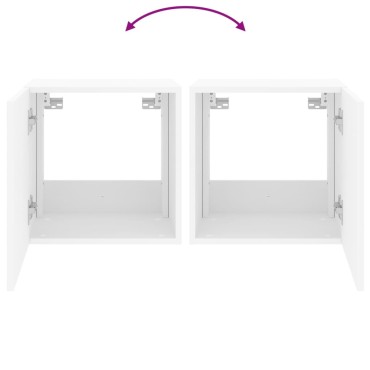 vidaXL Έπιπλα Τοίχου Τηλεόρασης με LED 2 τεμ. Λευκά 40,5x35x40cm