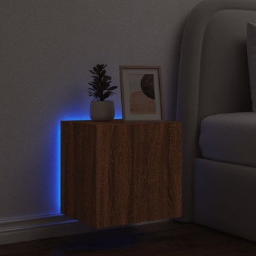 vidaXL Έπιπλο Τοίχου Τηλεόρασης με LED Καφέ Δρυς 40,5x35x40cm