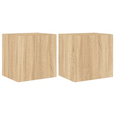 vidaXL Έπιπλα Τοίχου Τηλ. με LED 2 τεμ. Sonoma Δρυς 40,5x35x40cm