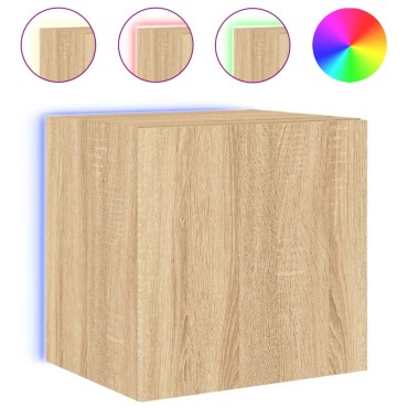 vidaXL Έπιπλα Τοίχου Τηλ. με LED 2 τεμ. Sonoma Δρυς 40,5x35x40cm