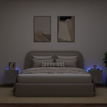 vidaXL Έπιπλα Τηλεόρασης με LED 2 τεμ. Γκρι Σκυροδέματος 40,5x35x40cm