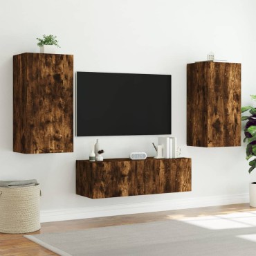 vidaXL Έπιπλο Τοίχου Τηλεόρασης με LED Καπνιστή Δρυς 40,5x35x80cm