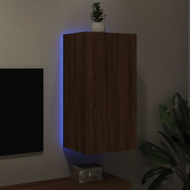 vidaXL Έπιπλο Τοίχου Τηλεόρασης με LED Καφέ Δρυς 40,5x35x80cm