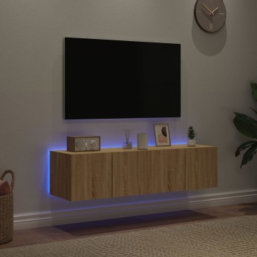 vidaXL Έπιπλα Τοίχου Τηλ. με LED 2 τεμ. Sonoma Δρυς 60x35x31cm