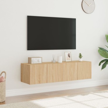 vidaXL Έπιπλα Τοίχου Τηλ. με LED 2 τεμ. Sonoma Δρυς 60x35x31cm