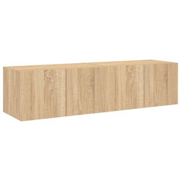 vidaXL Έπιπλα Τοίχου Τηλ. με LED 2 τεμ. Sonoma Δρυς 60x35x31cm