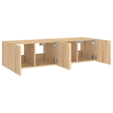vidaXL Έπιπλα Τοίχου Τηλ. με LED 2 τεμ. Sonoma Δρυς 60x35x31cm