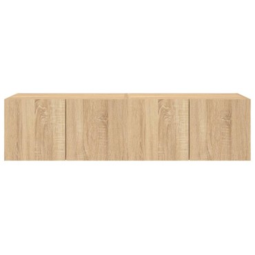 vidaXL Έπιπλα Τοίχου Τηλ. με LED 2 τεμ. Sonoma Δρυς 60x35x31cm