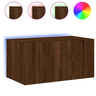 vidaXL Έπιπλο Τοίχου Τηλεόρασης με LED Καφέ Δρυς 60x35x31cm
