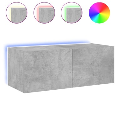 vidaXL Έπιπλο Τηλεόρασης με LED Γκρι Σκυροδέματος 80x35x31cm