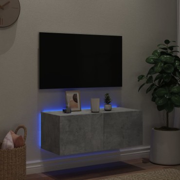 vidaXL Έπιπλο Τηλεόρασης με LED Γκρι Σκυροδέματος 80x35x31cm