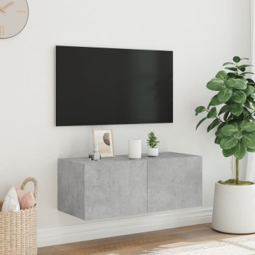 vidaXL Έπιπλο Τηλεόρασης με LED Γκρι Σκυροδέματος 80x35x31cm