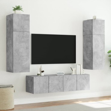 vidaXL Έπιπλο Τηλεόρασης με LED Γκρι Σκυροδέματος 80x35x31cm