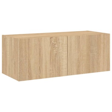 vidaXL Έπιπλο Τοίχου Τηλεόρασης με LED Sonoma Δρυς 80x35x31cm