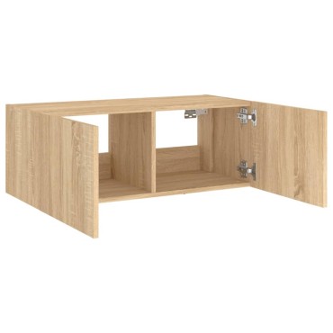 vidaXL Έπιπλο Τοίχου Τηλεόρασης με LED Sonoma Δρυς 80x35x31cm