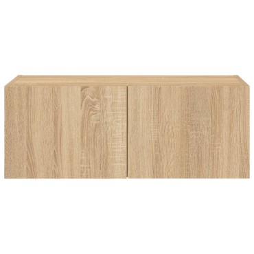 vidaXL Έπιπλο Τοίχου Τηλεόρασης με LED Sonoma Δρυς 80x35x31cm