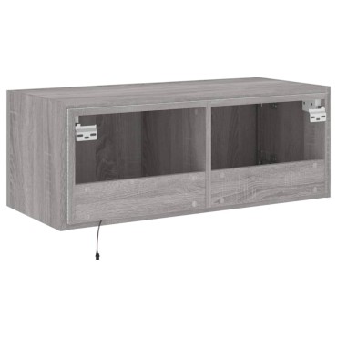 vidaXL Έπιπλο Τοίχου Τηλεόρασης με LED Γκρι Sonoma 80x35x31cm