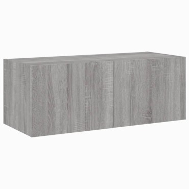 vidaXL Έπιπλο Τοίχου Τηλεόρασης με LED Γκρι Sonoma 80x35x31cm