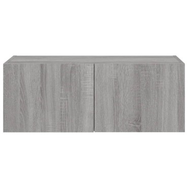 vidaXL Έπιπλο Τοίχου Τηλεόρασης με LED Γκρι Sonoma 80x35x31cm