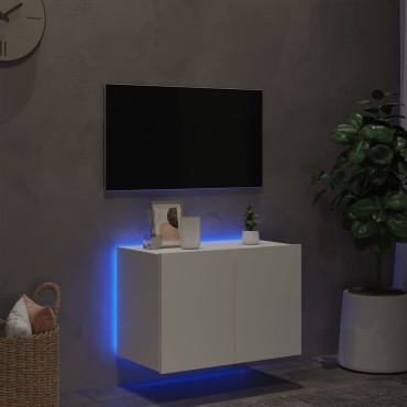 vidaXL Έπιπλο Τοίχου Τηλεόρασης με LED Λευκό 60x35x41cm