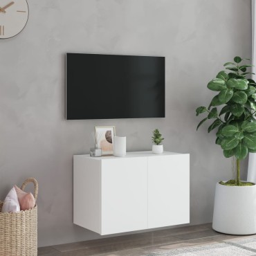 vidaXL Έπιπλο Τοίχου Τηλεόρασης με LED Λευκό 60x35x41cm