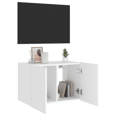 vidaXL Έπιπλο Τοίχου Τηλεόρασης με LED Λευκό 60x35x41cm