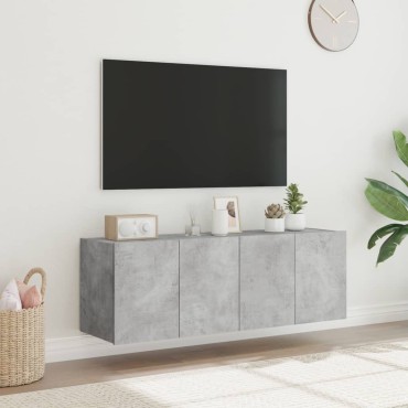vidaXL Έπιπλα Τηλεόρασης με LED 2 τεμ. Γκρι Σκυροδέματος 60x35x41cm