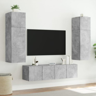 vidaXL Έπιπλα Τηλεόρασης με LED 2 τεμ. Γκρι Σκυροδέματος 60x35x41cm
