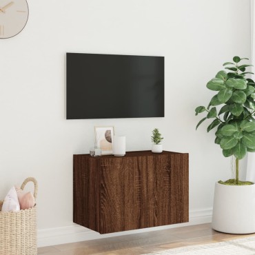 vidaXL Έπιπλο Τοίχου Τηλεόρασης με LED Καφέ Δρυς 60x35x41cm