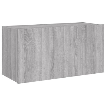 vidaXL Έπιπλο Τοίχου Τηλεόρασης με LED Γκρι Sonoma 80x35x41cm