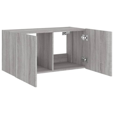 vidaXL Έπιπλο Τοίχου Τηλεόρασης με LED Γκρι Sonoma 80x35x41cm