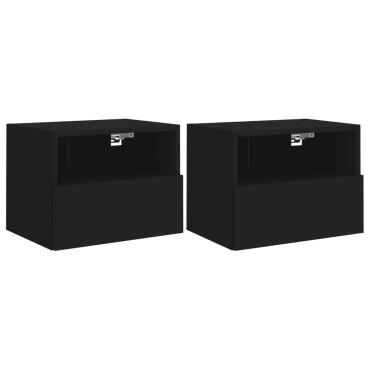 vidaXL Έπιπλα Τοίχου Τηλεόρασης 2 τεμ. Μαύρα 40x30x30cm Επεξ. Ξύλο