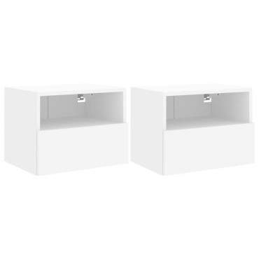 vidaXL Έπιπλα Τοίχου Τηλεόρασης 2 τεμ. Λευκά 40x30x30cm Επεξ. Ξύλο