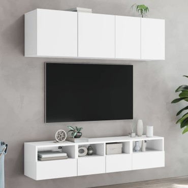 vidaXL Έπιπλα Τοίχου Τηλεόρασης 2 τεμ. Λευκά 40x30x30cm Επεξ. Ξύλο