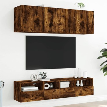 vidaXL Έπιπλο Τοίχου Τηλεόρασης Καπνιστή Δρυς 40x30x30cm Επεξ. Ξύλο