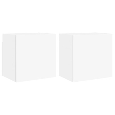 vidaXL Έπιπλα Τηλεόρασης Τοίχου 2 τεμ. Λευκά 40,5x30x40cm Επεξ. Ξύλο