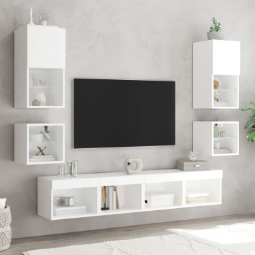 vidaXL Έπιπλο Τοίχου Τηλεόρασης με LED Λευκό 30x28,5x30cm