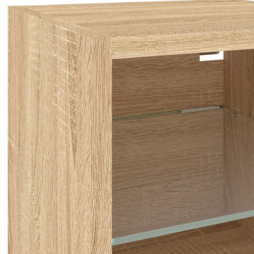 vidaXL Έπιπλα Τοίχου Τηλ. με LED 2 τεμ. Sonoma Δρυς 30x28,5x30cm