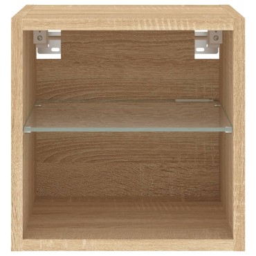 vidaXL Έπιπλα Τοίχου Τηλ. με LED 2 τεμ. Sonoma Δρυς 30x28,5x30cm