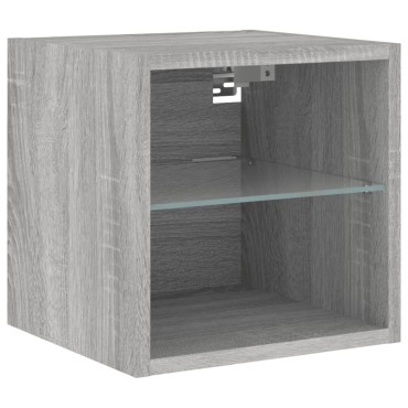 vidaXL Έπιπλα Τοίχου Τηλ. με LED 2 τεμ. Γκρι Sonoma 30x28,5x30cm