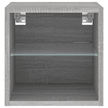 vidaXL Έπιπλα Τοίχου Τηλ. με LED 2 τεμ. Γκρι Sonoma 30x28,5x30cm