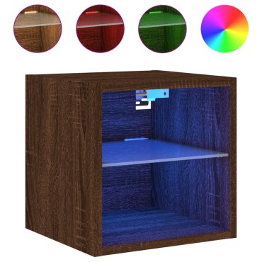 vidaXL Έπιπλα Τοίχου Τηλ. με LED 2 τεμ. Καφέ Δρυς 30x28,5x30cm