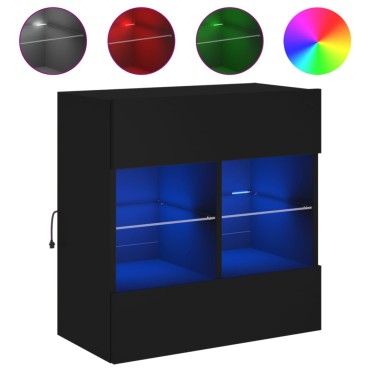 vidaXL Έπιπλο Τοίχου Τηλεόρασης με LED Μαύρο 58,5x30x60,5cm