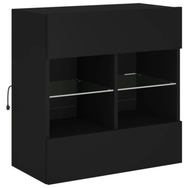 vidaXL Έπιπλο Τοίχου Τηλεόρασης με LED Μαύρο 58,5x30x60,5cm