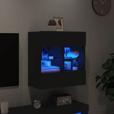 vidaXL Έπιπλο Τοίχου Τηλεόρασης με LED Μαύρο 58,5x30x60,5cm