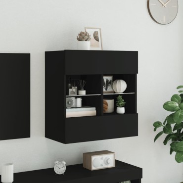 vidaXL Έπιπλο Τοίχου Τηλεόρασης με LED Μαύρο 58,5x30x60,5cm