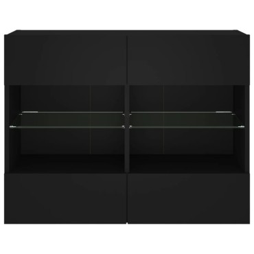 vidaXL Έπιπλο Τοίχου Τηλεόρασης με LED Μαύρο 78,5x30x60,5cm