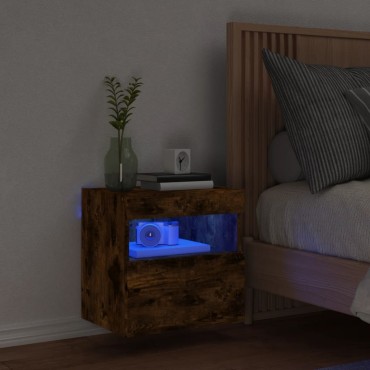 vidaXL Έπιπλο Τοίχου Τηλεόρασης με LED Καπνιστή Δρυς 40x30x40cm