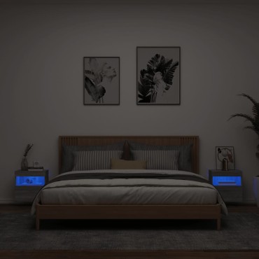 vidaXL Έπιπλα Τοίχου Τηλ. με LED 2 τεμ. Γκρι Sonoma 40x30x40cm